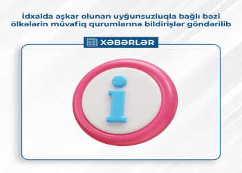 İdxalda aşkarlanan uyğunsuzluqla bağlı həmin ölkələrin qurumlarına bildirişlər göndərildi