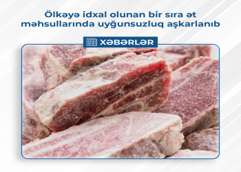 Ölkəyə idxal olunan bir sıra ət məhsullarında uyğunsuzluq aşkarlanıb