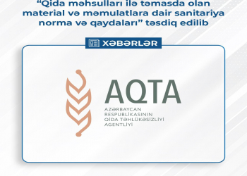 “Qida məhsulları ilə təmasda olan material və məmulatlara dair sanitariya norma və qaydaları” təsdiqlənib